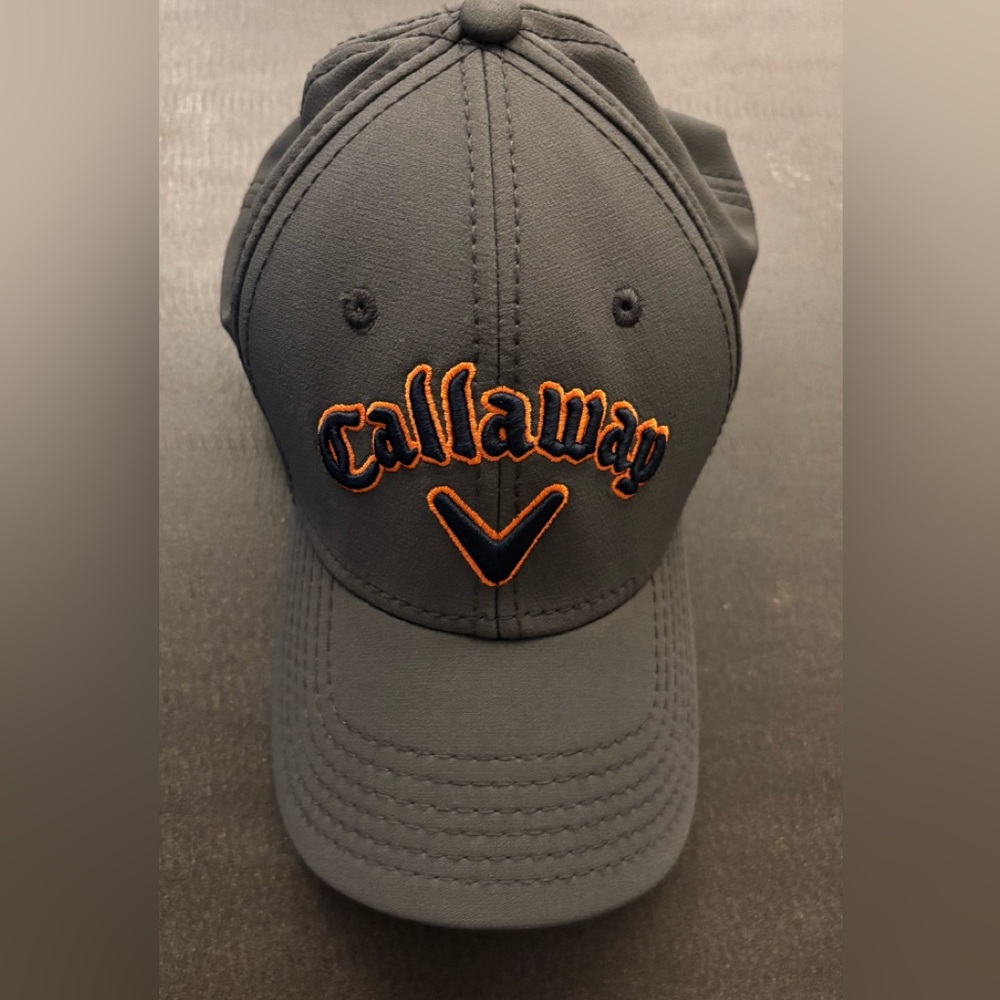 Callaway Golf Charcoal Grey Cap with Orange Embroidered Logo - Size-OS